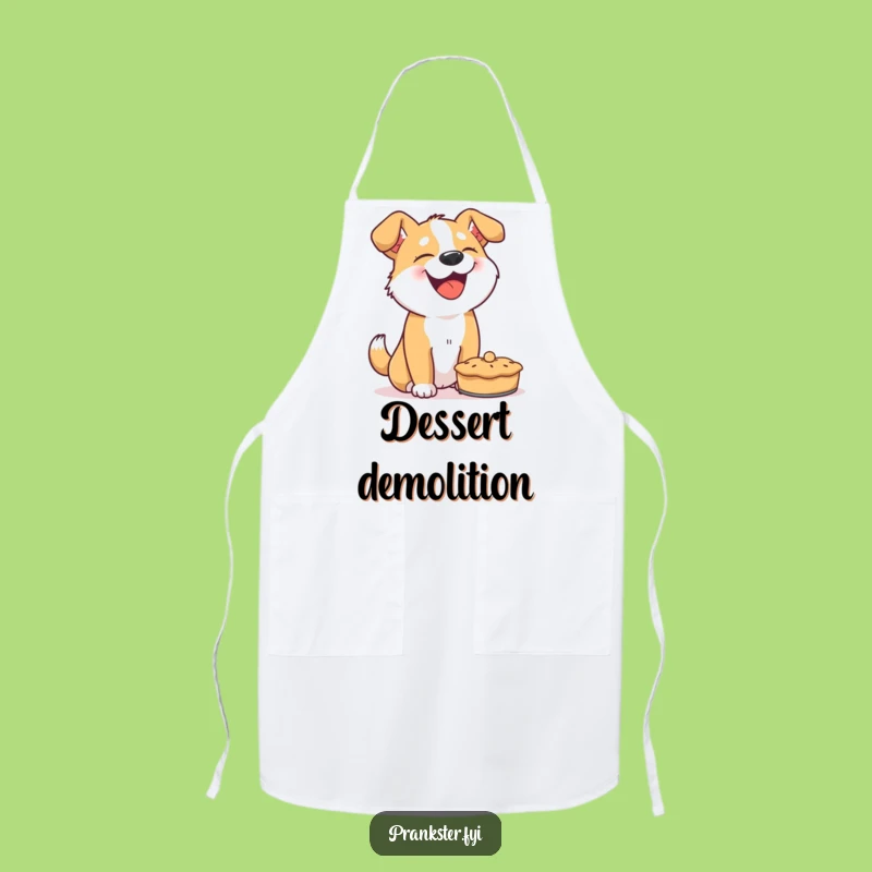 Funny Dog Pie Throw Apron - Giggling Chef Dog Kitchen Wear, Hilarious Gift