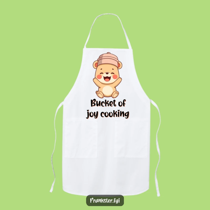 Funny Bear Cub Bucket Head Apron: Cook Up Laughs with Hilarious Kitchen Fun!