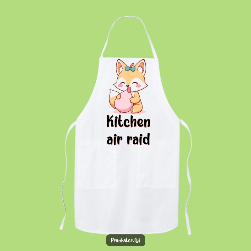 Funny Kawaii Fox Apron Tongue Out - Kitchen Prankster Fun