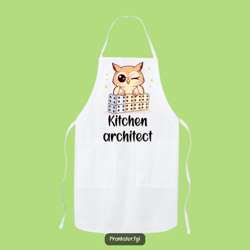 Funny Winking Owl Domino Apron - Clever Chef Owl Kitchen Wear, Hilarious Gift