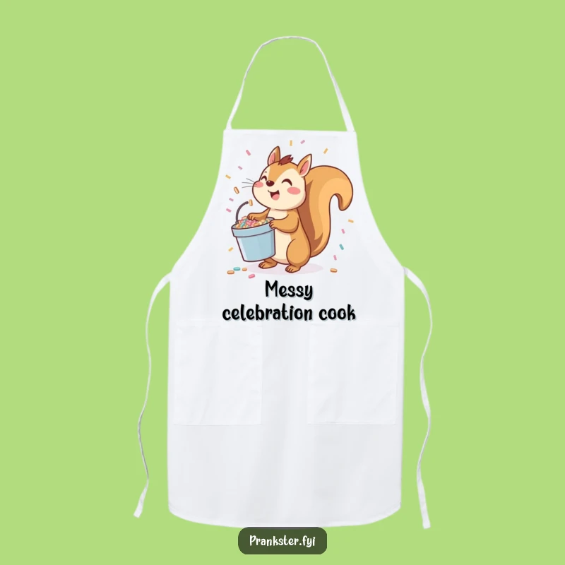 Funny Squirrel Confetti Toss Apron: Playful Chef Gear for Festive Cooking