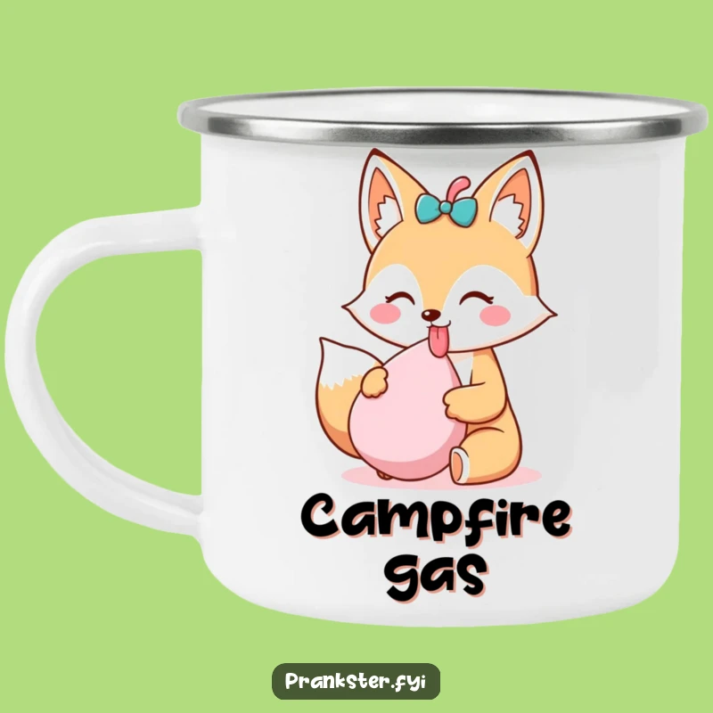 Funny Kawaii Fox Camping Mug Tongue Out - Outdoor Prankster Humor