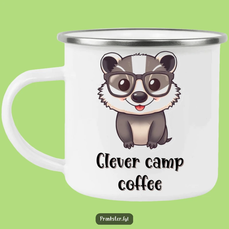 Funny Badger Glasses Camping Mug - Hilarious Companion for Smart Adventures