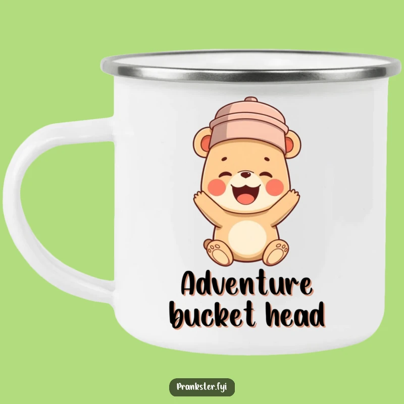 Funny Bear Cub Bucket Head Camping Mug: Giggles Around the Campfire!