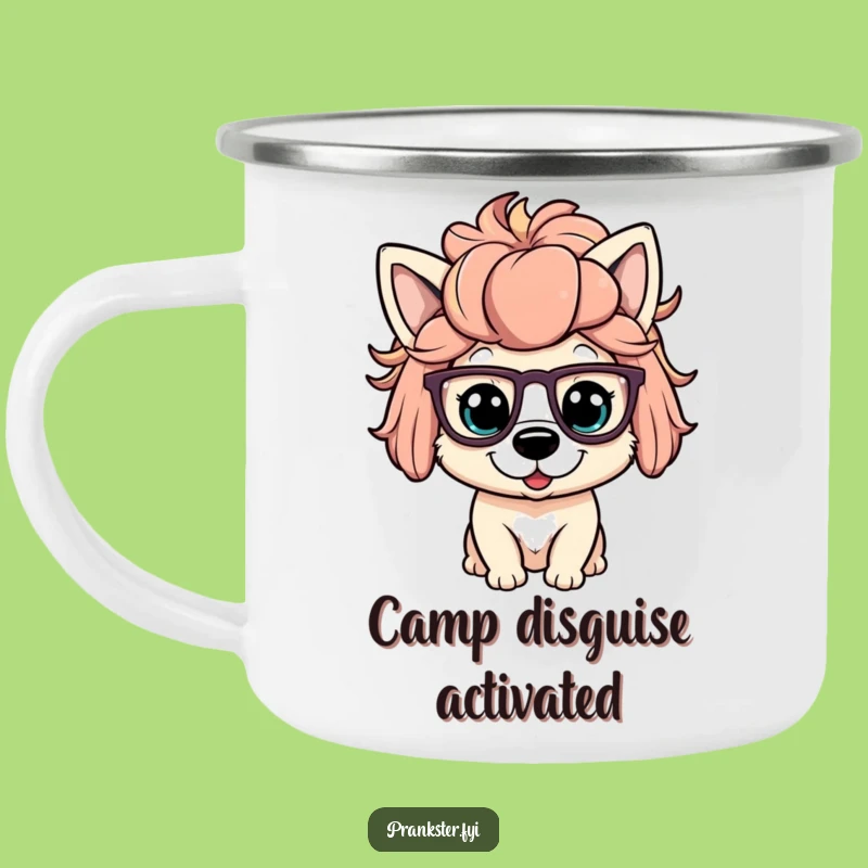 Funny Dog Wig Camping Mug - Durable Mug with a Comical Canine Disguise