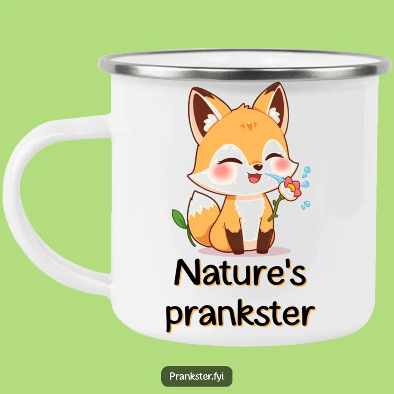 Funny Fox Flower Squirt Camping Mug: Playful Companion for Outdoor Fun