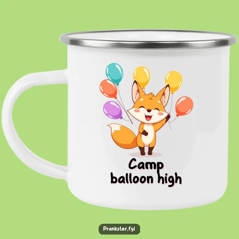 Funny Fox Juggling Camping Mug - Durable Mug with a Cheerful Balloon Fox