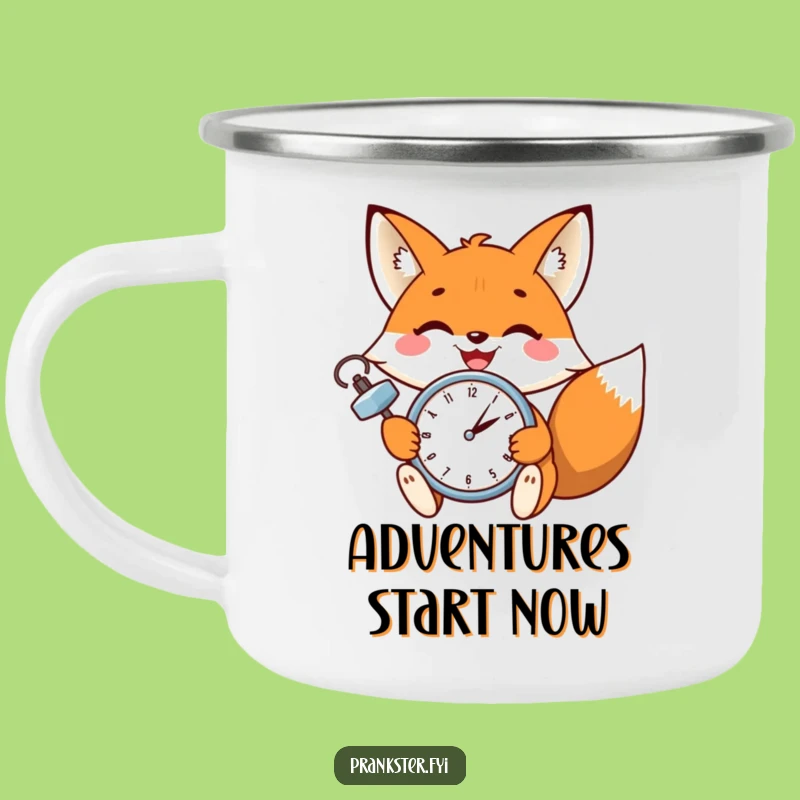Funny Fox Wink Camping Mug: Adventure Fuelled by Witty Clock Humor