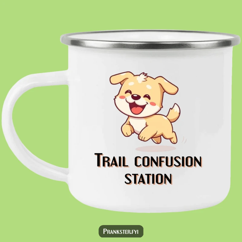 Funny Dizzy Dog Chasing Tail Camping Mug: Adventure with Hilarious, Playful Pup!