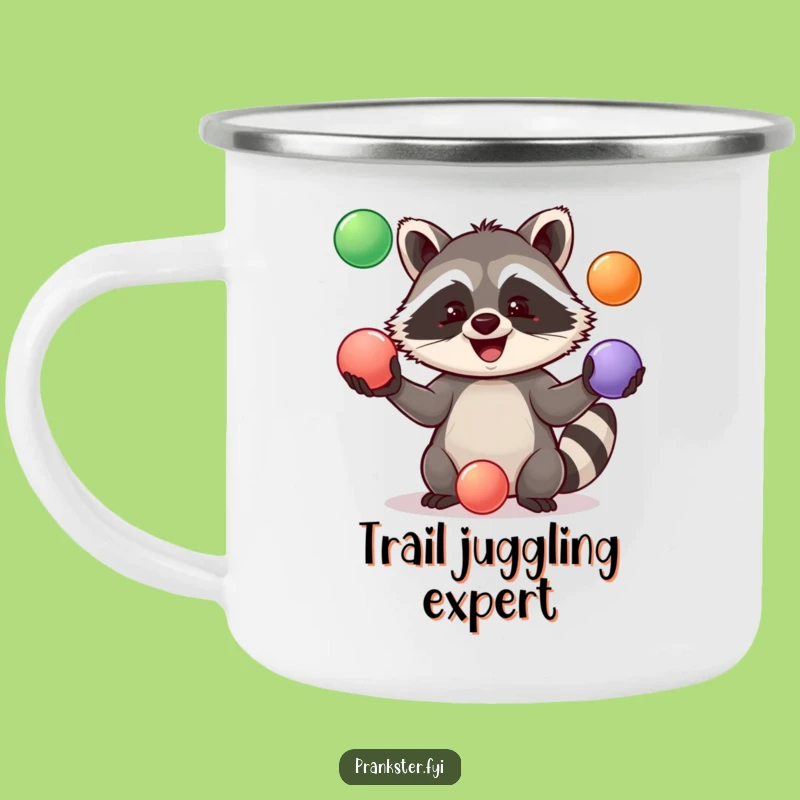 Funny Jolly Raccoon Juggling Camping Mug - Hilarious Companion for Adventures