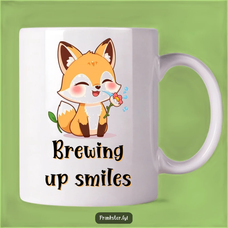 Funny Fox Flower Squirt Mug: Giggling Animal Coffee Cup, Playful Gift