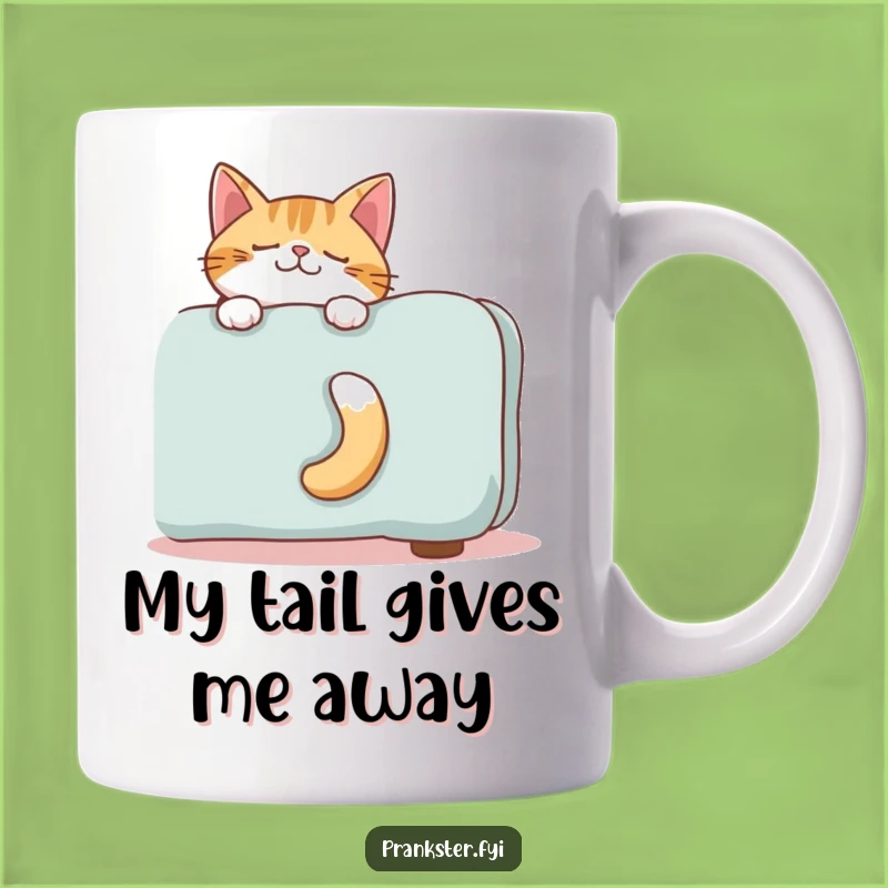Funny Giggling Cat Tail Mug - Hilarious Hiding Feline Friend Gift