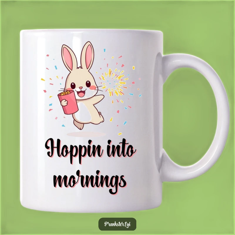 Funny Rabbit Confetti Mug - Cheerful Hop Away From Explosion Gift