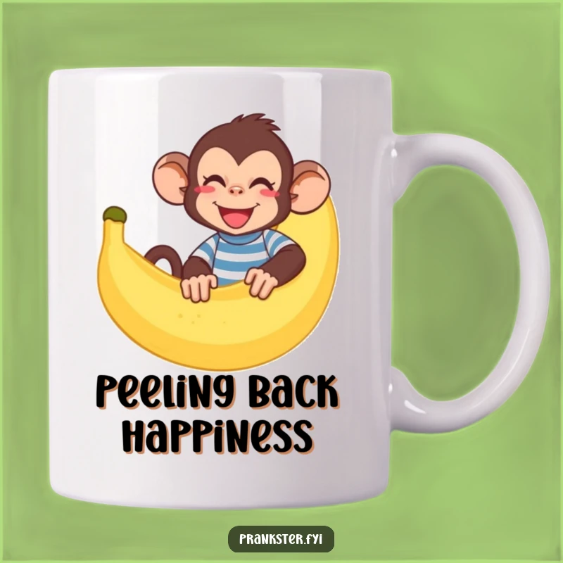 Funny Monkey Banana Hideout Mug: Cheeky Primate Ceramic Cup, Hilarious Gift