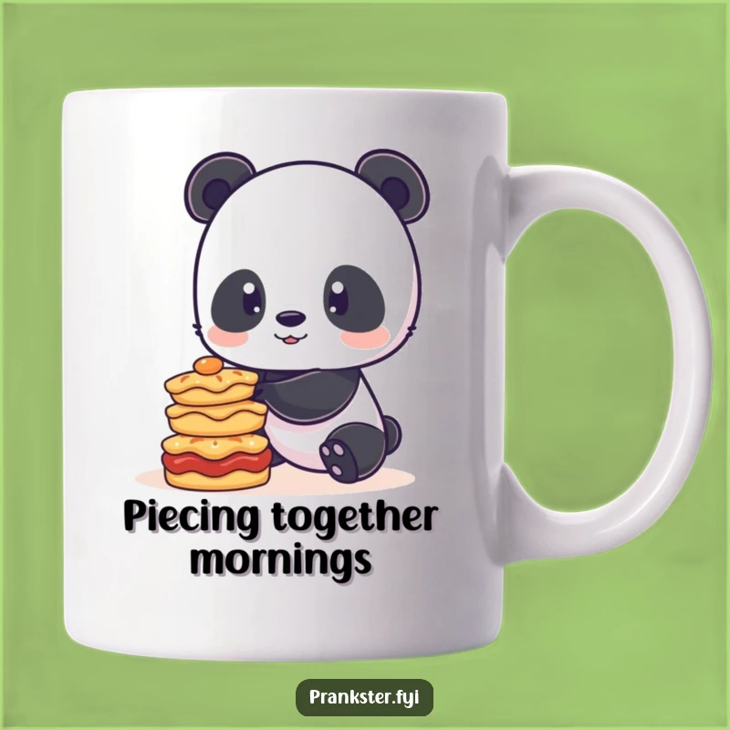 Funny Panda Pie Balance Mug: Playful Character Balancing Pies Gift
