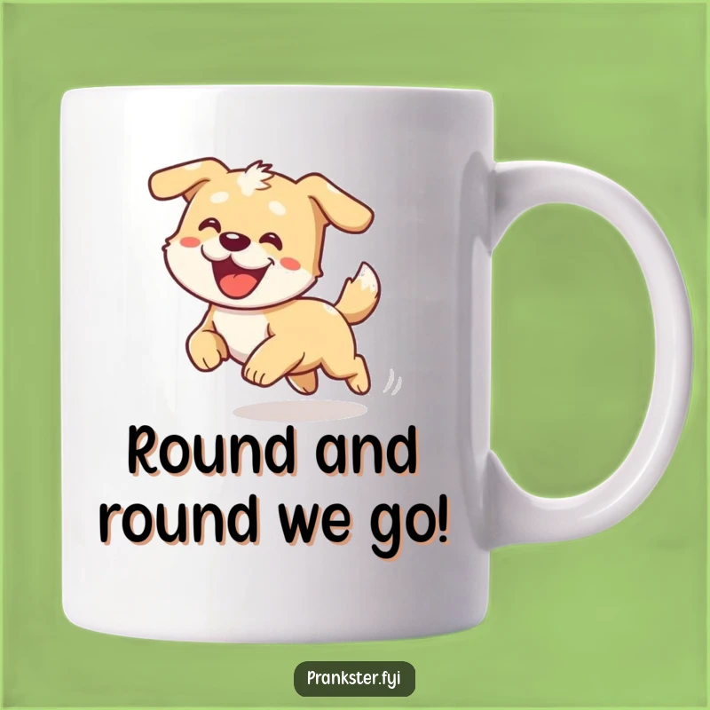 Funny Dizzy Dog Chasing Tail Mug: A Hilarious Playful Dog Gift That Spins Your Morning!