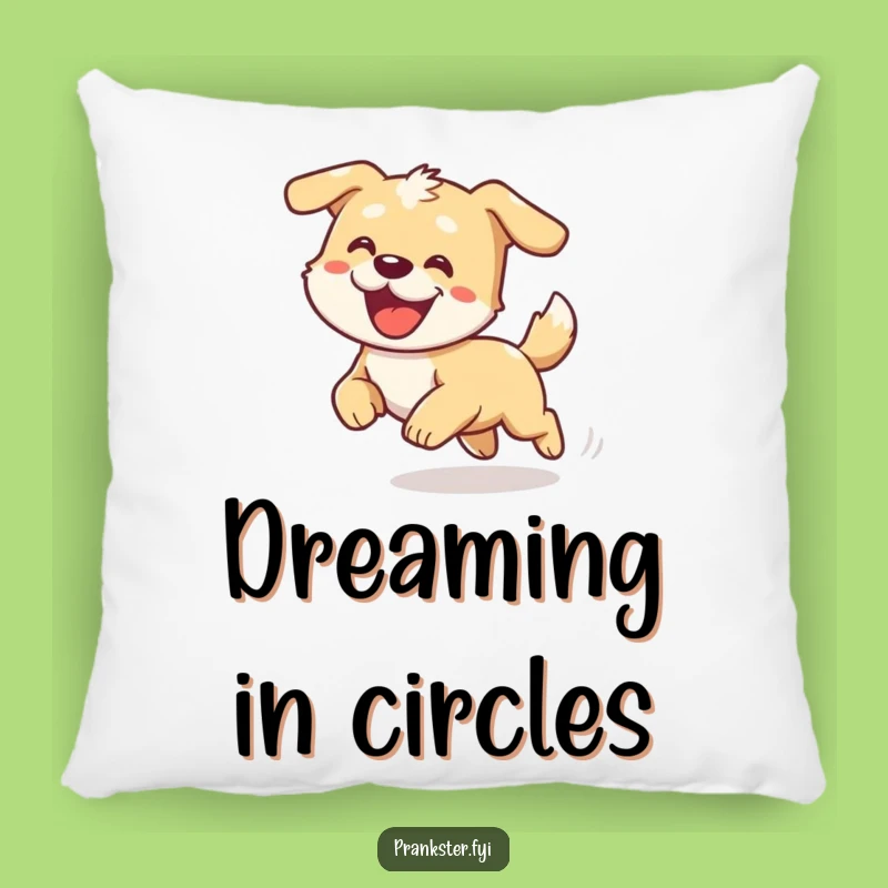 Funny Dizzy Dog Chasing Tail Pillow: Cozy Comfort with a Hilarious Cartoon Canine!