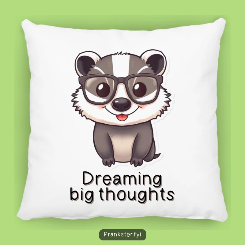 Funny Badger Glasses Pillow - Cozy Comfort with Intellectual Charm