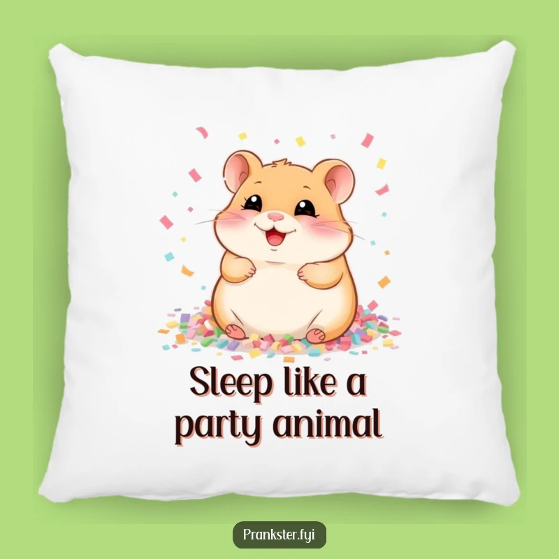 Funny Giggling Hamster Confetti Pillow - Cozy and Hilarious Decor Gift