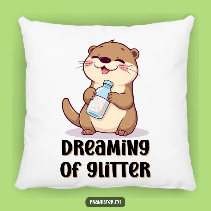 Funny Otter Glitter Pillow: Comedic Comfort with a Sparkle