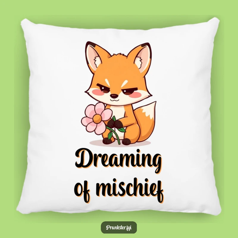 Funny Sly Fox Pillow - Cozy Wiggling Eyebrows Fake Flower Decor Gift