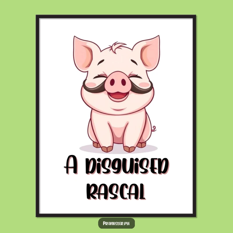 Funny Piglet Digital Art: Instant Giggles and Mustache Charm