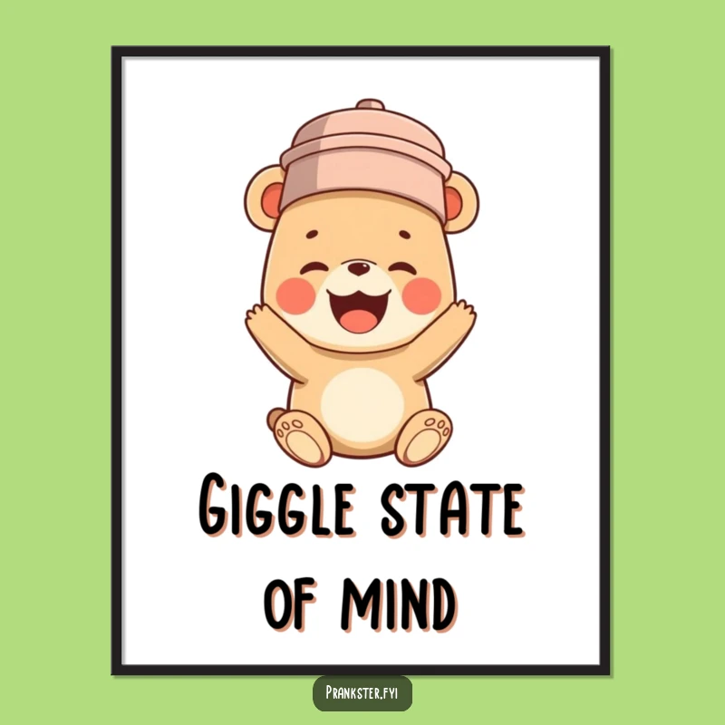Funny Bear Cub Bucket Head Digital Art: Instant Hilarious Giggles for Your Space!