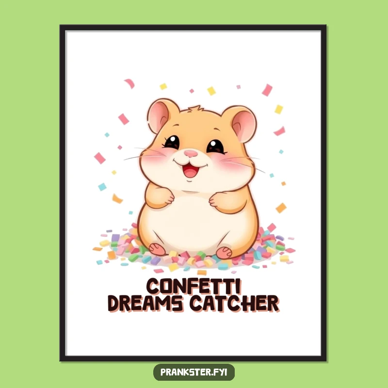 Funny Giggling Hamster Confetti Digital Art Print - Instant Hilarious Decor