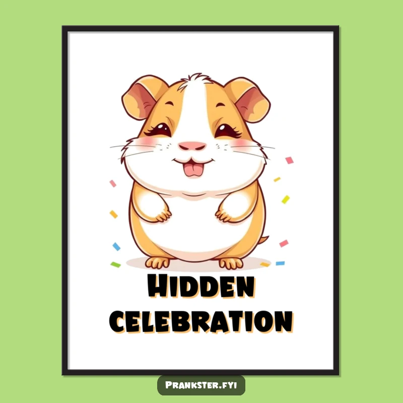 Funny Guinea Pig Digital Art: Grinning Confetti Surprise - Instant Funny Gift Download!