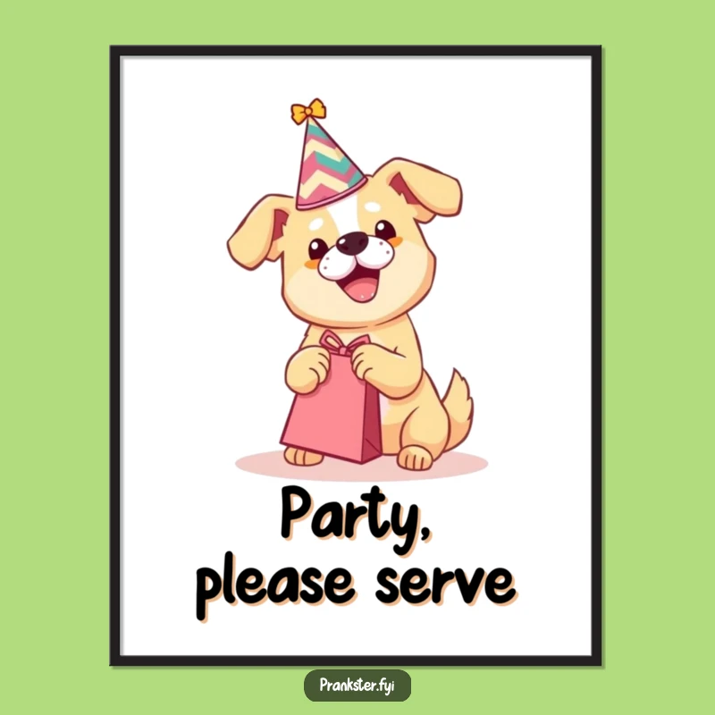 Funny Party Dog Digital Art - Playful Pup Shaking Gift Bag Print Gift
