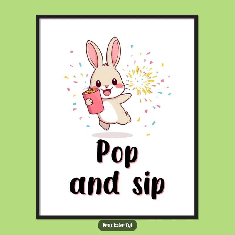 Funny Rabbit Confetti Digital Art - Cheerful Hop Away From Explosion Print Gift