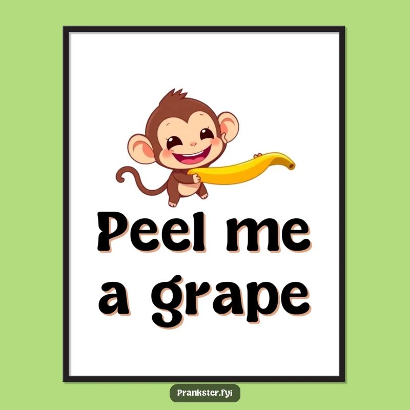 Funny Monkey Banana Peel Digital Art: Instant Mischief for Your Walls!