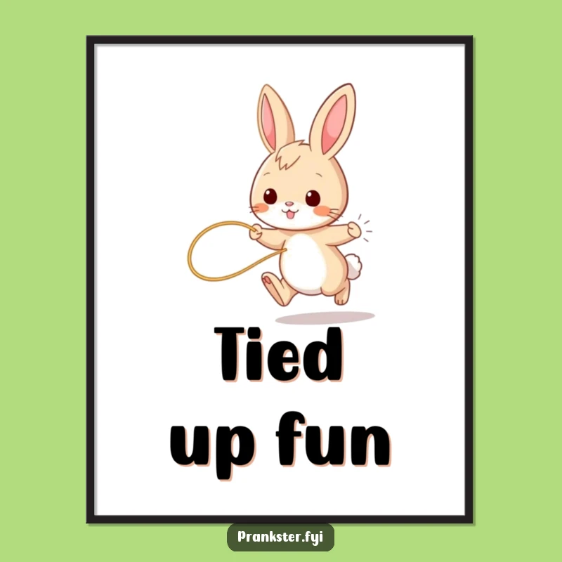 Funny Bunny String Tail Digital Art - Instant Playful Printable, Gag Gift