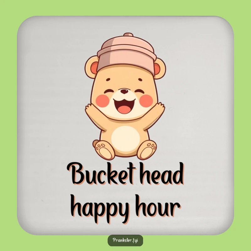 Funny Bear Cub Bucket Head Coaster: Protect Surfaces with Hilarious Giggles!