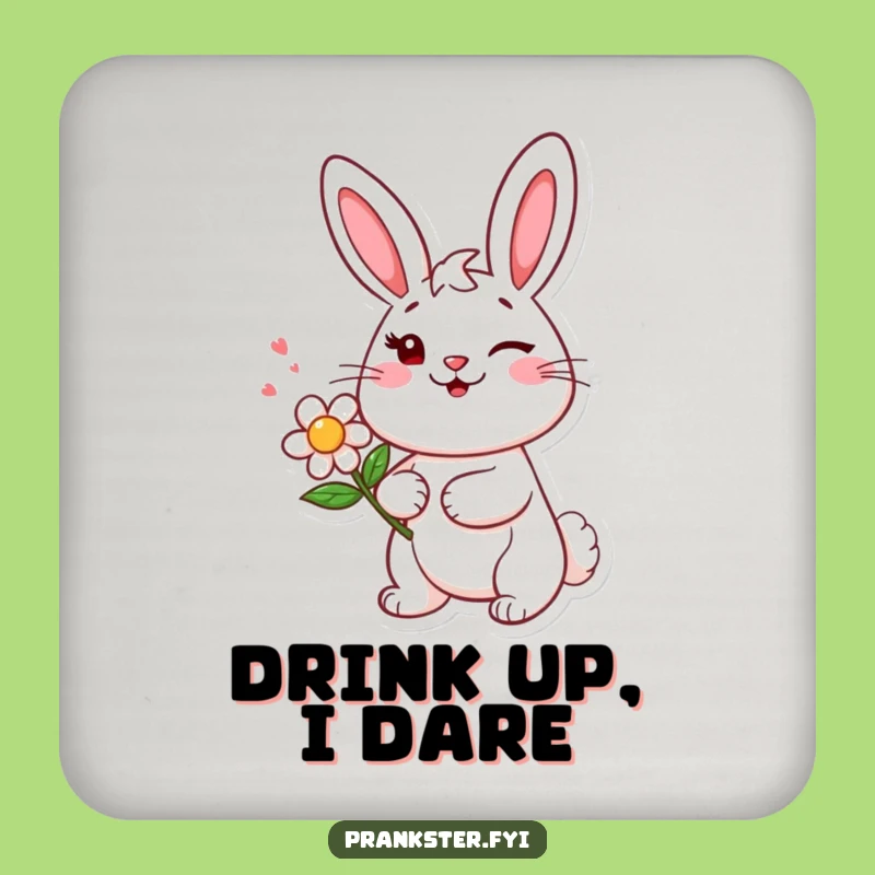 Funny Bunny Wink Coaster - Protect Surfaces with Playful Bunny Charm