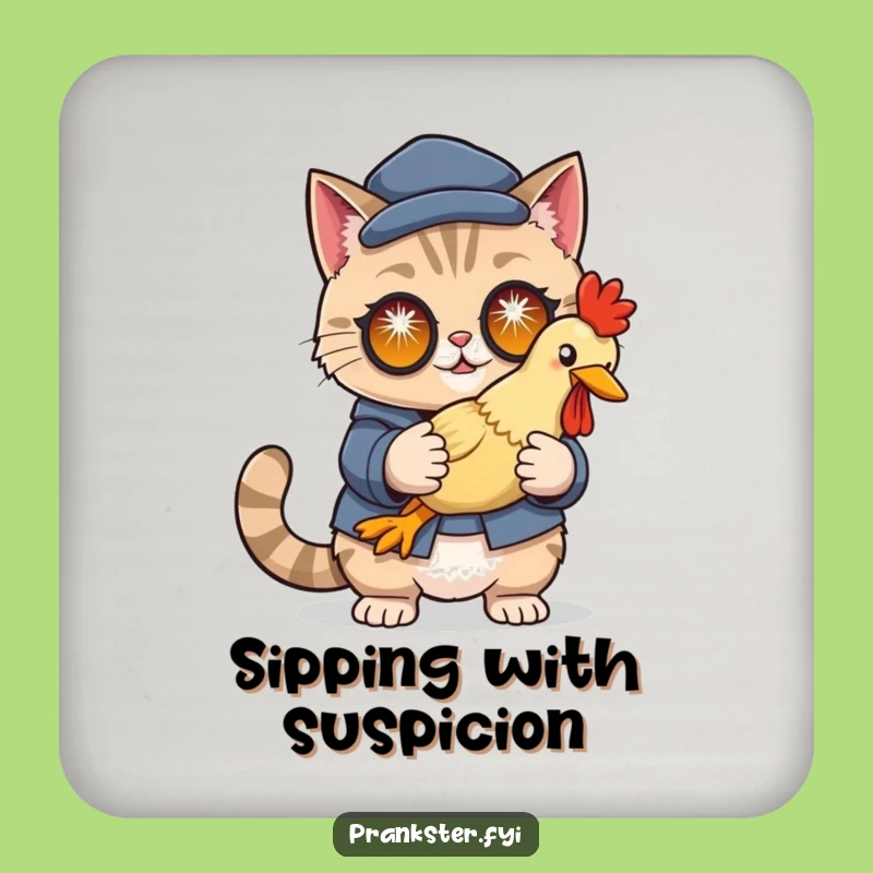 Funny Cat Disguise Coaster Set: Protect Surfaces with Feline Cunning