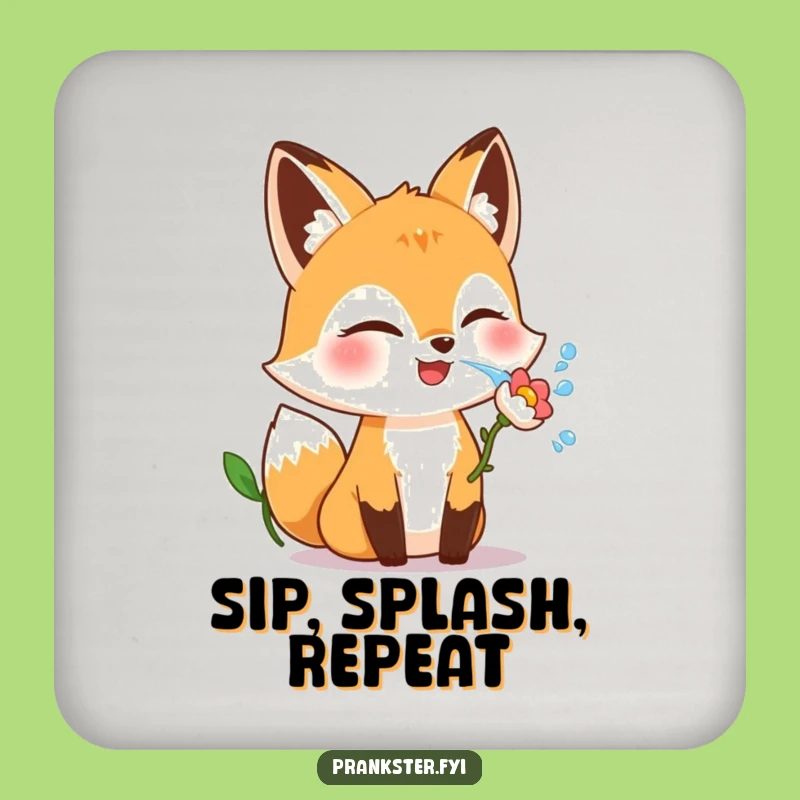 Funny Fox Flower Squirt Coaster Set: Playful Protection for Your Surfaces