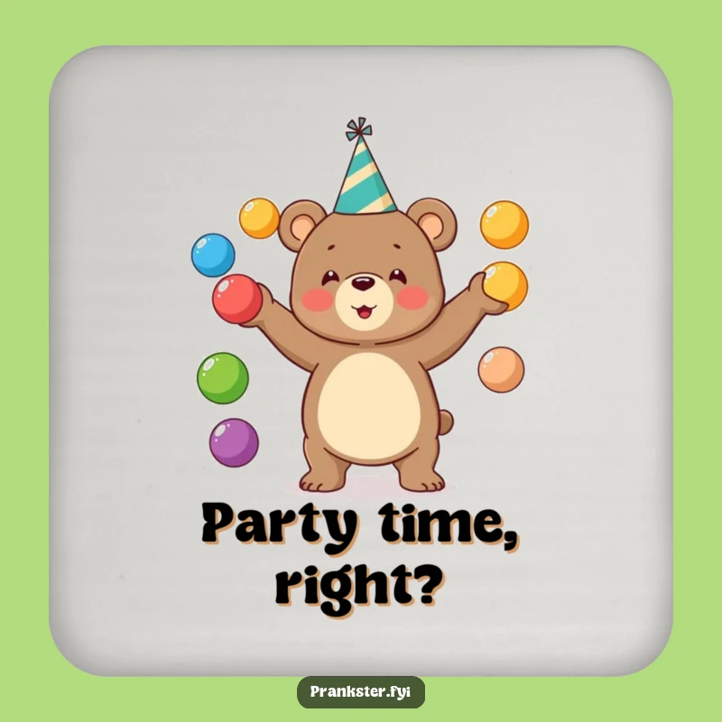 Funny Juggling Bear Coaster: A Hilarious Gift To Protect Your Drinks