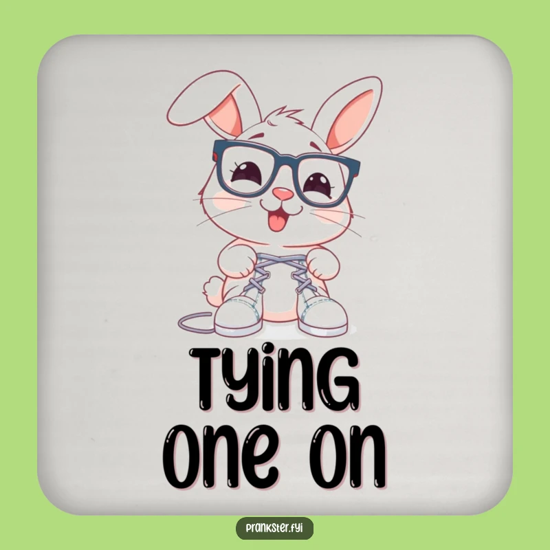 Funny Rabbit Shoelace Drink Coaster: Protect Surfaces with Prankster Fun, Humorous Gift