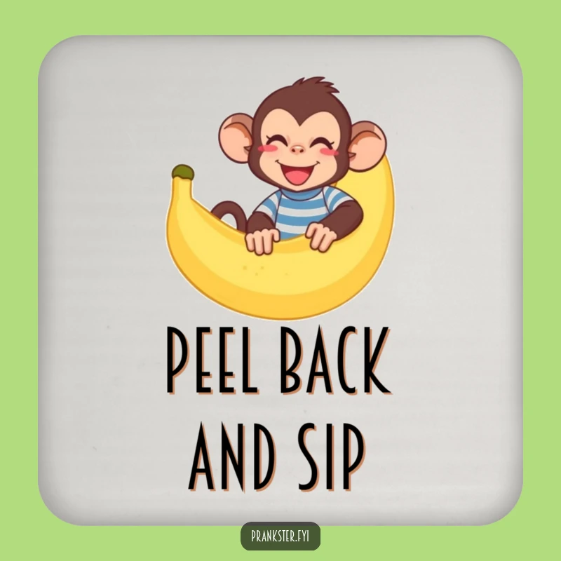 Funny Monkey Banana Drink Coaster: Protect Surfaces with Primate Fun, Humorous Gift