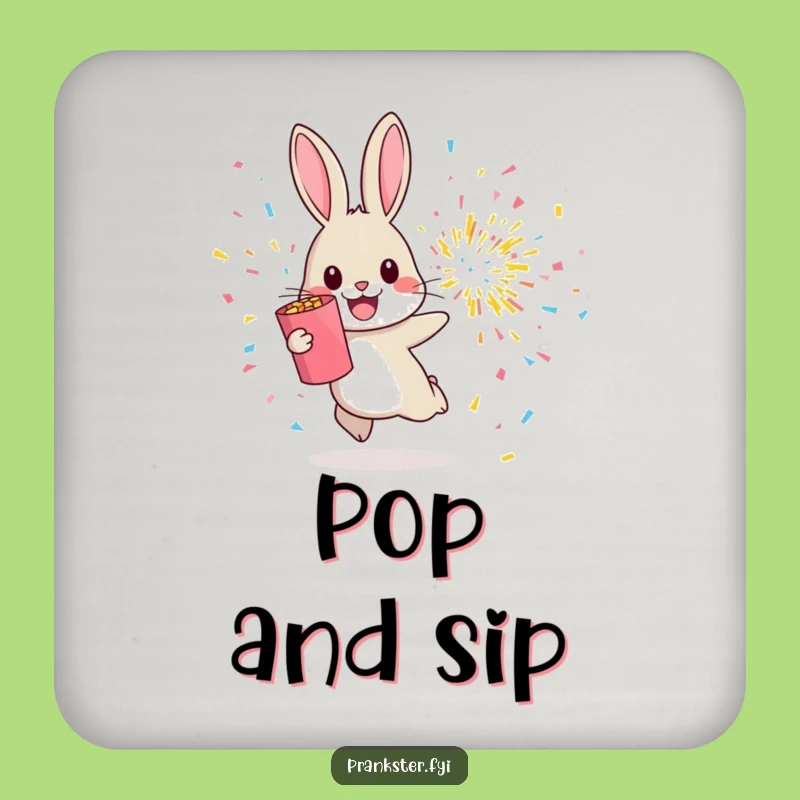 Funny Rabbit Confetti Coaster - Cheerful Hop Away From Explosion Drink Protector Gift