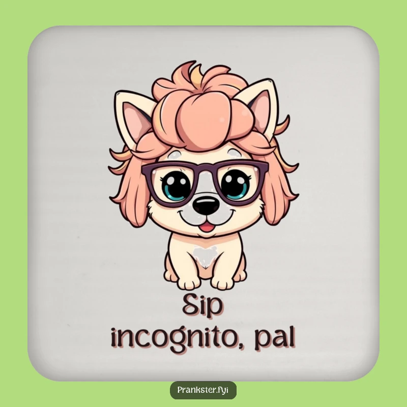 Funny Dog Wig Coaster - Protect Surfaces with Humorous Dog Charm