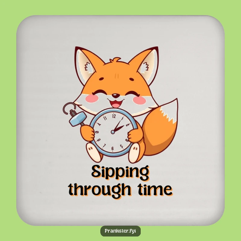 Funny Fox Wink Coaster Set: Protect Surfaces with Clockwork Comedy