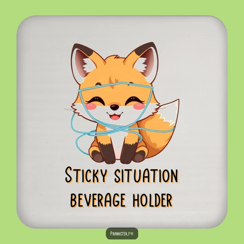 Funny Fox Cub Silly String Coaster - Protect Surfaces with Playful Flair