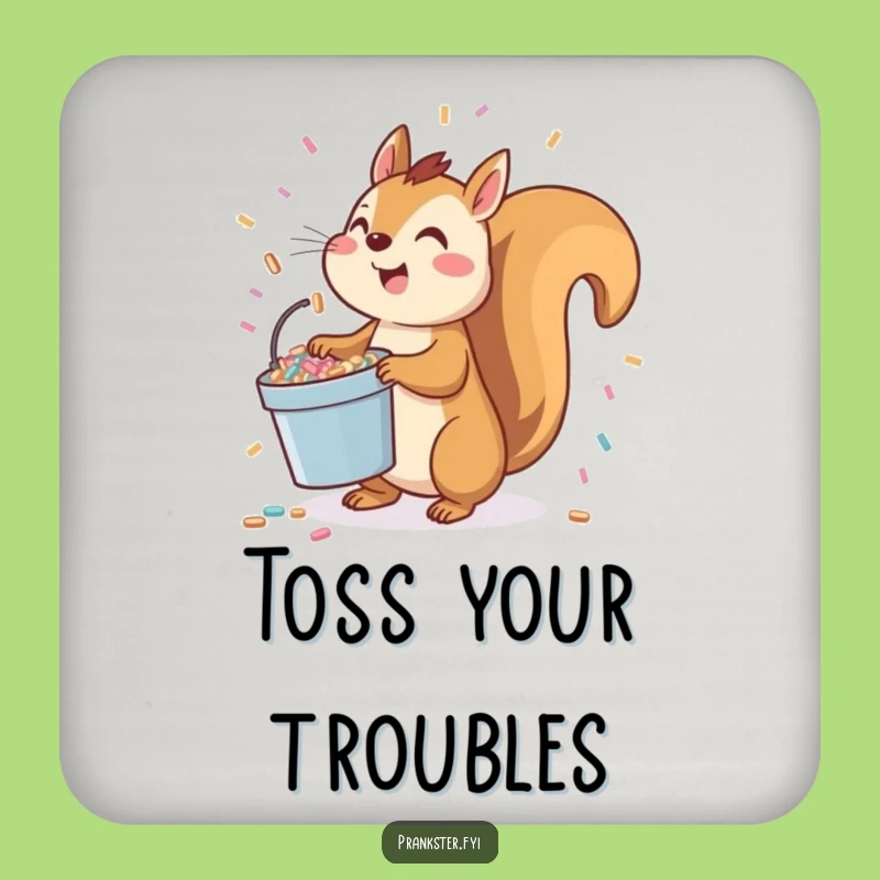 Funny Squirrel Confetti Toss Coaster Set: Playful Protection for Festive Tables