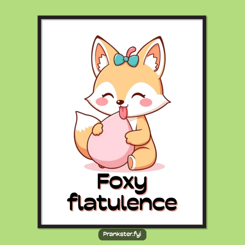 Funny Kawaii Fox Poster Tongue Out - Whoopee Cushion Wall Art