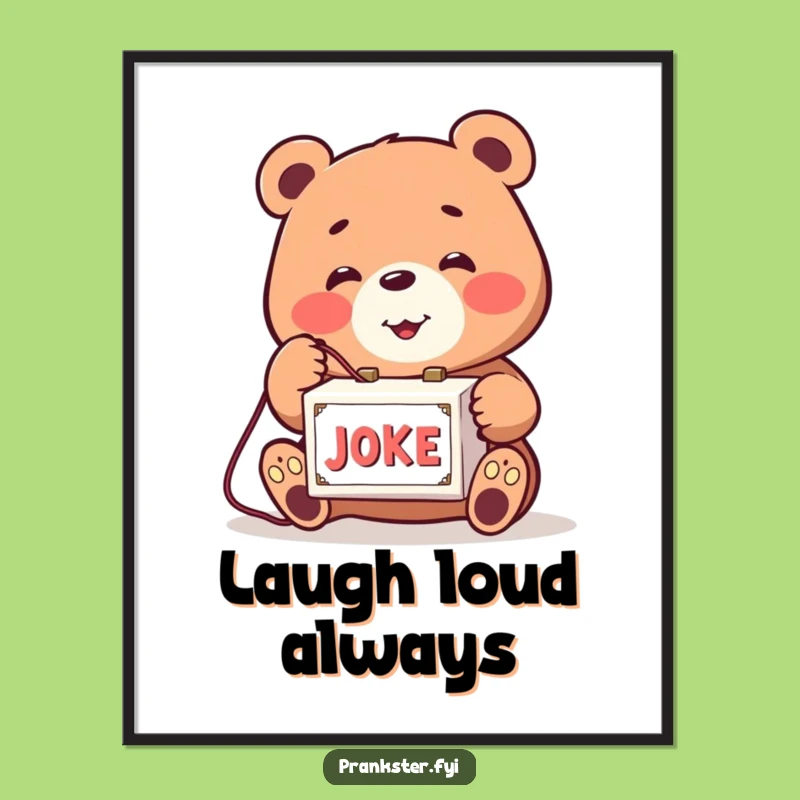 Funny Bear Joke Box Poster: Prankster Wall Art, Perfect Gag Decor