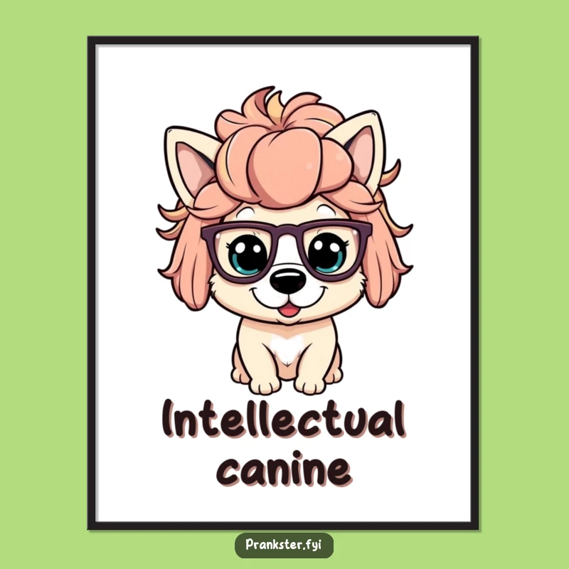 Funny Dog Wig Poster - Playful Dog Art for Humorous Home Decor