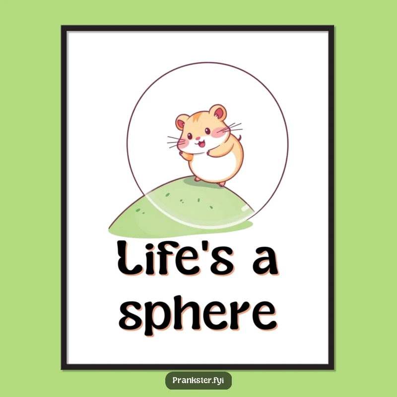 Funny Kawaii Hamster Poster Rolling Ball - Cute Pet Wall Art