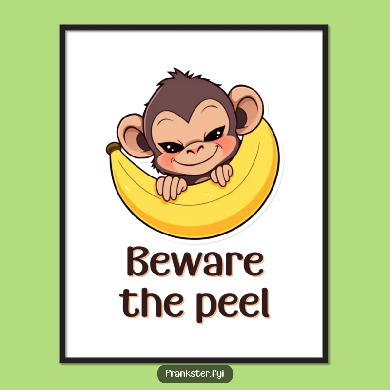Funny Monkey Banana Poster: Mischievous Prankster, Perfect Funny Gift!